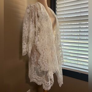 Chic Sheer Lace Women's Open Cardigan Overlay